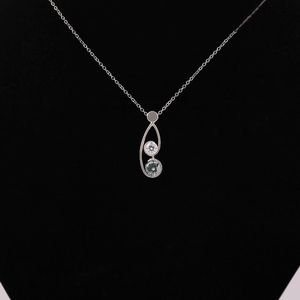 Collier en or 14 carats avec deux pierres et diamants Pendentif vintage Toi et Moi Cadeau de mariage en moissanite cultivé en laboratoire pour elle - Product Image 3