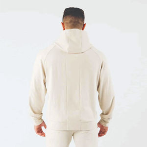 Sweat-shirts à capuche pour hommes en coton biologique 100% Épais en polaire d'hiver avec manches raglan Teint uni - Product Image 4