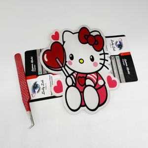 Plaques à cils en acrylique modernes, design spécial Saint-Valentin Hello Kitty, pour extensions de cils, avec pinces et bandelettes magnétiques - Product Image 3