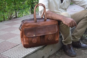 Large Vintage Style Genuine Leather Briefcase <b>Handbag</b> for Men Candy Pattern Office <b>Laptop</b> Bag Fashionable Travel Bag - Product Image 4