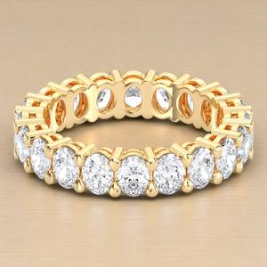 3.00 Carat E-F/VVS-VS Moissanite Oval Cut Diamond Full Eternity Prong <b>Set</b> Wedding <b>Ring</b> Made in Solid Gold <b>For</b> <b>Women</b> - Product Image 4