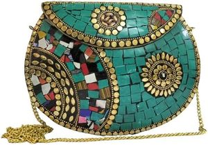 Belle mosaïque travail femmes sacs à main soirée métal embrayage concepteurs enveloppe sacs pour Multi événement utiliser mode indien vintage - Product Image 2