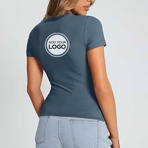 T-shirt pour femme en coton 100% écologique, col rond, coupe classique, avec imprimé, manches courtes - Product Image 4
