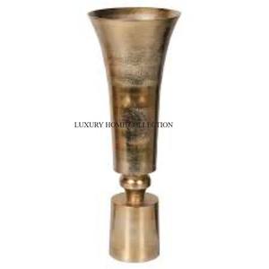 Decoración de mesa chapada en oro martillado Metal Latón Flor Trompeta Calidad de lujo Forma personalizada Jarrones de flores de metal de gran tamaño - Product Image 6