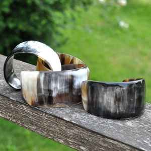 <b>Gold</b> Studded Buffalo Horn <b>Bangle</b> <b>Set</b> - High-Quality Glossy Finished Antique Boho Jewelry - Product Image 3