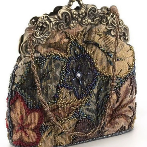 SUSTAINABLE EMBROIDERY UNIQUE <b>BAGS</b> BEST Bohemian Style Embroidery Work Hand Clutch Purses Square <b>Pearl</b> Fancy Design Lining - Product Image 1