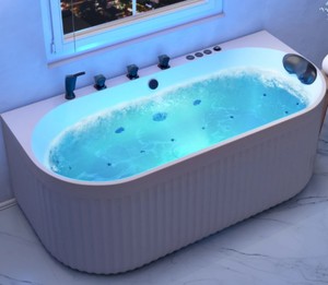 Baignoire autoportante à fond plat Stone Bell de qualité supérieure avec fonction Whiripool et Air Bathtub, en vente - Product Image 5