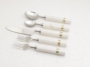 Juego de Cubiertos de Acero Inoxidable con Mango de Mármol, Juego de Cubiertos Más Popular al por Mayor, 5 Piezas - Product Image 4