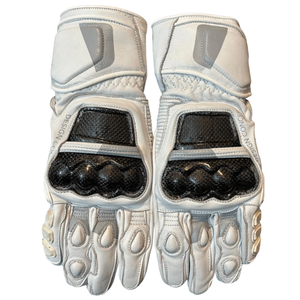 Custom made Motorbike Premium Pure White Cowhide Leather Racing Gloves Motorcycle Auto Racing Wear Leather Gloves For Men - Product Image 3