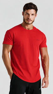 T-shirt de sport pour homme, vêtements de fitness, 100% coton, coupe ajustée, manches courtes, musculation, séchage rapide - Product Image 2