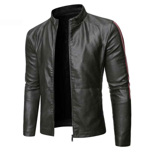 Chaqueta de Cuero para Hombre, Moderna y Personalizada para la Temporada de Frío, Interior Cálido, Ajuste Cómodo, Costuras Duraderas, Diseño Elegante con Estampado - Product Image 1