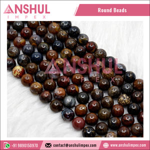 ผู้จัดจำหน่ายขายส่งลูกปัดพลอยพีเทอร์ไซต์ทรงกลมขนาด 8 มม. คุณภาพสูง ขายดี สำหรับทำเครื่องประดับ โดย Anshul Impex - Product Image 3