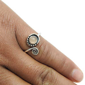Factory Price Women Silver <b>Ring</b> <b>Crafted</b> From 925 Sterling Silver Bohemian <b>Rings</b> Studded With Round Cut Rose Quartz Gemstone - Product Image 3