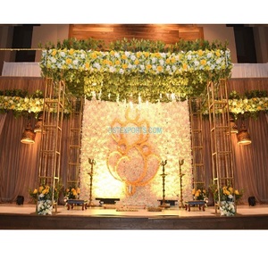 Mandap cuadrado de Metal de aspecto moderno, decoración de boda occidental, contemporáneo, configuración glamurosa - Product Image 1