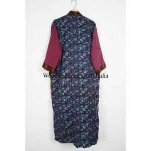 Kimono Floral de Seda Reciclada Vintage, Bata para Uso Diario y Nocturno, Sari Indio, Regalo para Ella, Ropa de Dormir, para Damas de Honor, Pareo de Playa con Cordón Ajustable - Product Image 5