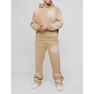 Ensemble de survêtement 2 pièces pour homme 100% coton Couleur unie Pull à capuche et pantalon de jogging en gros - Product Image 1