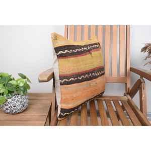 Beige Kilim Wool Pillow 18x18 Inch Luxury Rustic Design <b>Fluffy</b> Vintage Print Portable for <b>Bedding</b> Christmas Holiday - Product Image 2