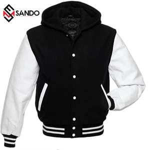 Vestes d'université pour hommes personnalisées en gros avec manches en cuir brodées Letterman Veste de baseball à impression personnalisée - Product Image 6