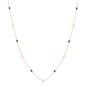 Collar de Cadena con Diseño de Perlas Esmaltadas en Negro, Hecho a Mano, Venta al por Mayor, Joyería Turca de Plata de Ley 925 - Product Image 6