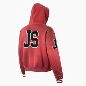 Sudadera con capucha de lana Premium para mujer, tela de mezcla de algodón, diseño de diamantes de imitación rojos, logotipo personalizado, bordado, estampado básico, sudaderas con capucha - Product Image 5