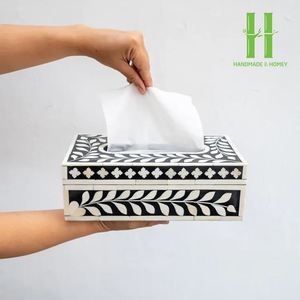 La última caja de pañuelos de nácar, servilletero hecho a mano, caja de pañuelos con incrustaciones de fregona de lujo, la más vendida al por mayor de Vietnam - Product Image 2