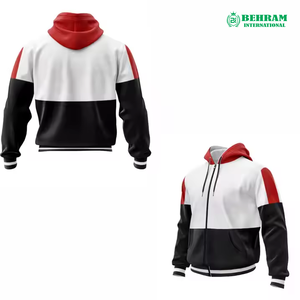 Sweat-shirt à capuche zippé pour homme, couleur unie, coton French Terry, décontracté, avec poche avant et logo imprimé - Product Image 6