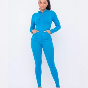 Nuevo diseño chica Sudadera con capucha y pantalones ajustados para correr logotipo personalizado conjunto de chándal personalizado de moda High Street Zip up cordón - Product Image 3