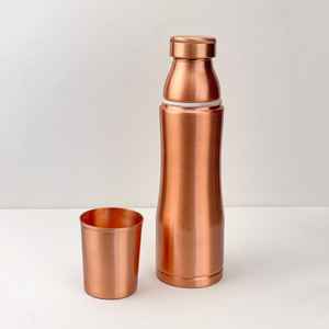 Botella de Agua Potable de Gran Capacidad, Ecológica, de Cobre Puro Sostenible |   Botella Reutilizable con Tapa y Tapón de Rosca - Product Image 1