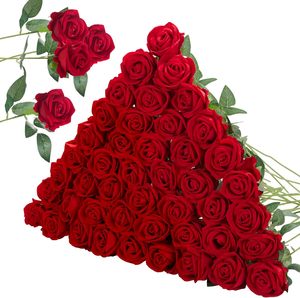 <span class=keywords><strong>50</strong></span> Pezzi <span class=keywords><strong>Rose</strong></span> <span class=keywords><strong>Rosse</strong></span> Artificiali Fiori Finti in Velluto e Seta Confezione all'Ingrosso per Centrotavola Matrimoniali Bouquet da Sposa Decorazioni per Feste e Casa - Product Image 1