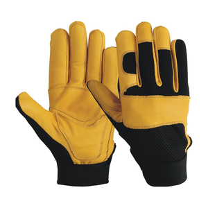 Guantes de piel de vaca de grano completo suaves y cómodos personalizados con material de LICRA antideslizante para seguridad en el trabajo mecánico en stock - Product Image 1