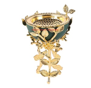 หัวเขากวางสำหรับตกแต่งบ้านทำมือทำจากโลหะพร้อมที่วางธูปทอง - Product Image 4