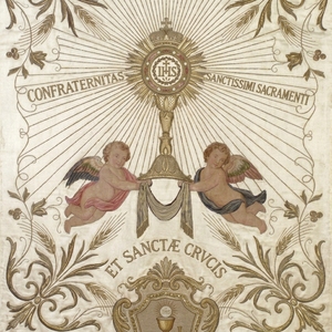 Premium Hand Embroidered Church Processional <b>Banner</b> Satin Gold Zardozi Work Christian Ceremonial <b>Banner</b> - Product Image 3