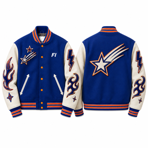 Veste de baseball universitaire personnalisée OEM, style vintage, hip-hop, broderie chenille, patchwork, style décontracté, streetwear, bomber - Product Image 3