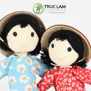 Muñeca Tradicional Vietnamita Ao Dai Hecha a Mano y Ecológica, THU32, Sombrero Cónico de Algodón de Calidad, Articulado, para el Año Nuevo Chino - Product Image 6