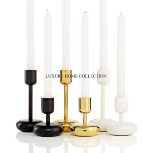 Ensemble de 6 bougeoirs de décoration de table pour la maison couleur noir blanc et or bougeoirs de luxe de qualité supérieure - Product Image 1