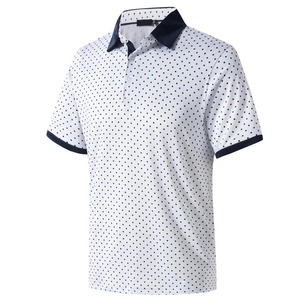 Zipper <b>Men's</b> <b>White</b> Trim Gold Embroidered Golf Casual Summer Printed <b>Short</b> <b>Sleeve</b> T-<b>shirt</b> <b>Man</b> Polo <b>Shirt</b> - Product Image 4