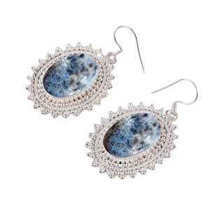 Dendritic Opal Gemstone 925 Solid Sterling Silver <b>Dangle</b> <b>Earrings</b> for Women and Girls Best Design for Wedding <b>Fine</b> Jewelry - Product Image 1