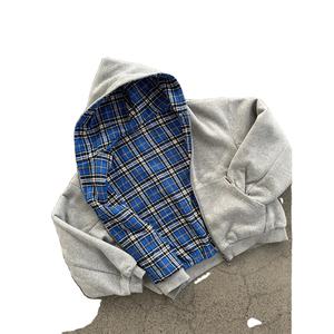 Custom Logo Yellow Plaid Double-Sided Zipper <b>Hoodie</b> <b>Men</b> American Vintage <b>Black</b> <b>Hoodie</b> Jacket Casual Loose Fit Streetwear - Product Image 6