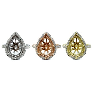 Bijoux de production rapide, belle qualité supérieure, or blanc massif 18 carats, diamant naturel taille brillant, demi-monture classique pour mariage - Product Image 4