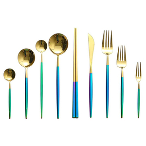 Ensemble de couverts de luxe en acier inoxydable, bleu or arc-en-ciel, poli miroir moderne, ensemble de couverts en métal pour la maison, l'hôtel, les mariages, les fêtes, cadeau - Product Image 1