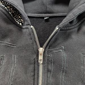 Sudaderas con Capucha y Cremallera Completa para Hombre, Bordadas con Pedrería, Lavado Ácido Desgastado, Alta Calidad de Fabricante - Product Image 3