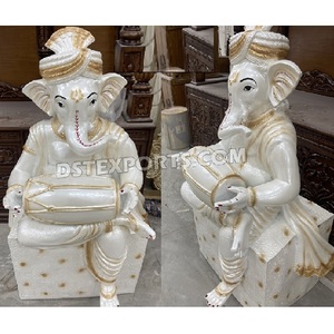 Statue musicale de Ganesha en fibre de verre pour l'entrée de la salle de banquet Ganesha pour le décor d'entrée de mariage Statue de Ganesha pour le décor de mariage - Product Image 1