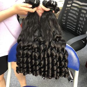 Paquete de cabello Remy vietnamita sin procesar cutícula rizada hinchable intacta trama de doble dibujado extensiones de cabello humano crudo solo tinte más ligero - Product Image 1