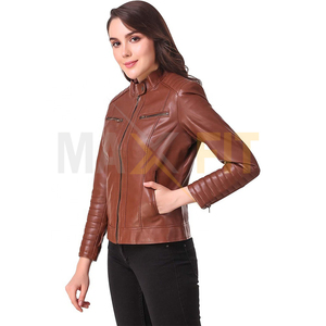 MAXFIT ENTERPRISES-Chaqueta de cuero liso para mujer y niña, diseño personalizado, tela estampada, cuero PU - Product Image 4