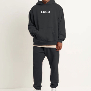 2025 Custom <b>Plain</b> Hoodies and Sweat Pants Set Joggers Flared Sweatpants and <b>Hoodie</b> Sets Cotton Acid Wash Tracksuit Manufacturer - Product Image 3