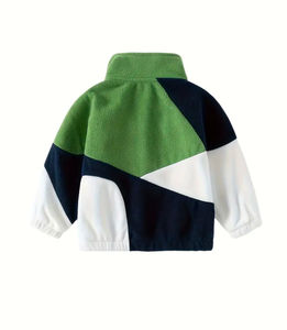 Casual 100% poliéster Polar Fleece Hoodie hombres invierno Regular Fit prendas de vestir exteriores Stand Collar 3D Color sólido bloque estampado cremallera - Product Image 2