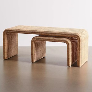 Ensemble de tables basses en rotin minimalisme Table Boho en rotin naturel pour meubles de salon - Product Image 4