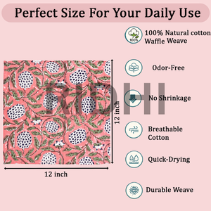 Paño de Cocina de Algodón con Diseño Floral Rosa Salmón Oscuro Ridhi, Impreso, de Secado Rápido, Absorbente, Suave y Ecológico - Product Image 4