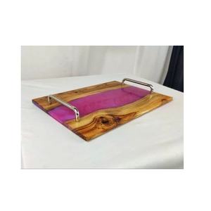 Plateau artisanal en résine fait main avec motif floral artistique pour restaurants à la maison servant de petits cadeaux - Product Image 1