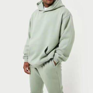 Pantalon de jogging à capuche surdimensionné vert clair pour hommes ensemble de vêtements de rue décontractés 2 pièces pull respirant pour une utilisation quotidienne en salle de sport - Product Image 2